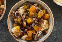 Creamy Butternut Squash, Chicken and Wild Rice Casserole