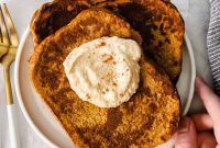 Fluffy Pumpkin French Toast Recipe with Maple Cinnamon Syrup