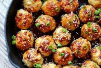 Kung Pao Chicken Meatballs with Chili-Peanut Sauce