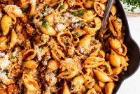 Creamy Ground Turkey Pasta Recipe with Spinach and Parmesan