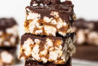 No-Bake Rice Cake Magic Bars Recipe with Chocolate and Nuts
