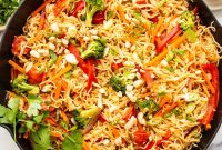 Rainbow Peanut Noodles Recipe with Crunchy Veggies