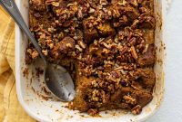 Pumpkin Bread Pudding Recipe with Caramel Sauce