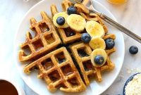 Fluffy Blueberry Waffles Recipe with Oats and Yogurt