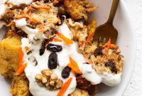 Carrot Cake French Toast Casserole with Cream Cheese Glaze