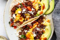Crispy Breakfast Tacos Recipe with Eggs, Chorizo and Salsa