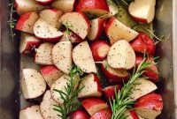 Crispy Herb Roasted Potatoes with Lemony Yogurt Sauce