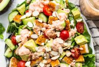 Crispy Chicken Salad with Creamy Thousand Island Dressing