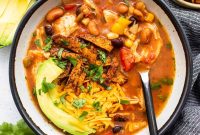 Slow Cooker Chicken Tortilla Soup with Avocado and Lime