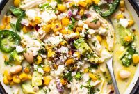 Creamy Street Corn Chicken Chili Recipe with Lime and Cotija