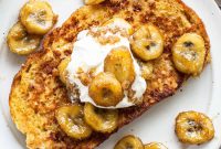 Caramelized Bananas Foster French Toast with Rum Sauce