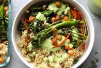 Spicy Kung Pao Quinoa Bowls with Crispy Tofu and Peanuts