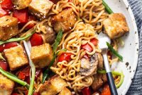 Crispy Tofu Stir-Fry with Veggies and Garlic Sauce