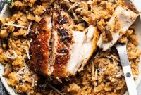 One-Pot Creamy Mushroom Chicken and Rice Recipe