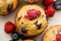 Greek Yogurt Berry Muffins with Mixed Berries