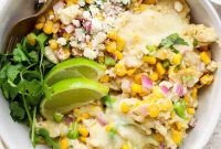 One-Pot White Chicken Enchiladas with Street Corn