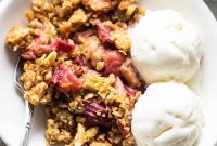 Honey Rhubarb Crisp Recipe with Brown Butter Oat Topping