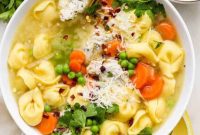 One-Pot Creamy Lemon Tortellini Soup with English Peas