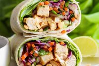Peanut Chicken Wrap Recipe with Crunchy Slaw