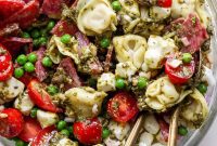 Creamy Pesto Tortellini Pasta Salad with Fresh Tomatoes