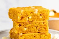 Chewy Pumpkin Blondies Recipe with Spiced Brown Sugar