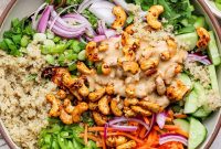 Crunchy Cashew and Edamame Salad with Sesame Dressing