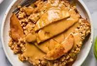 Baked Apple Oatmeal with Peanut Butter Caramel Sauce Recipe