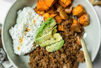 Hot Honey Sweet Potato Bowls with Ground Beef and Cottage Cheese