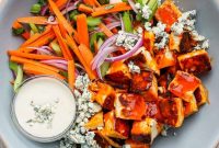 Crispy Buffalo Halloumi Salad Recipe with Spicy Dressing