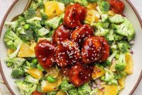 Crispy Chicken Teriyaki Recipe over Vibrant Greens