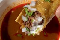 Crispy Cheesy Birria Taquitos with Consome for Dipping