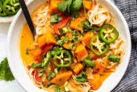 Creamy Thai Coconut Curry Soup with Lime and Ginger