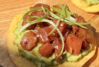 Crispy Tuna Tostadas with Macha Chili Sauce and Guacamole