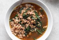 Ground Turkey and Farro Soup with Kale
