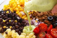 Taco Pasta Salad Recipe with Ground Beef, Cheddar and Corn