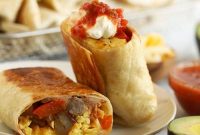 Fajita Breakfast Burritos Recipe with Peppers, Onions and Eggs
