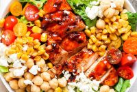 Grilled BBQ Chicken Salad with Avocado and Corn