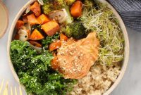 Vegetarian Brown Rice Bowl Recipe with Roasted Vegetables