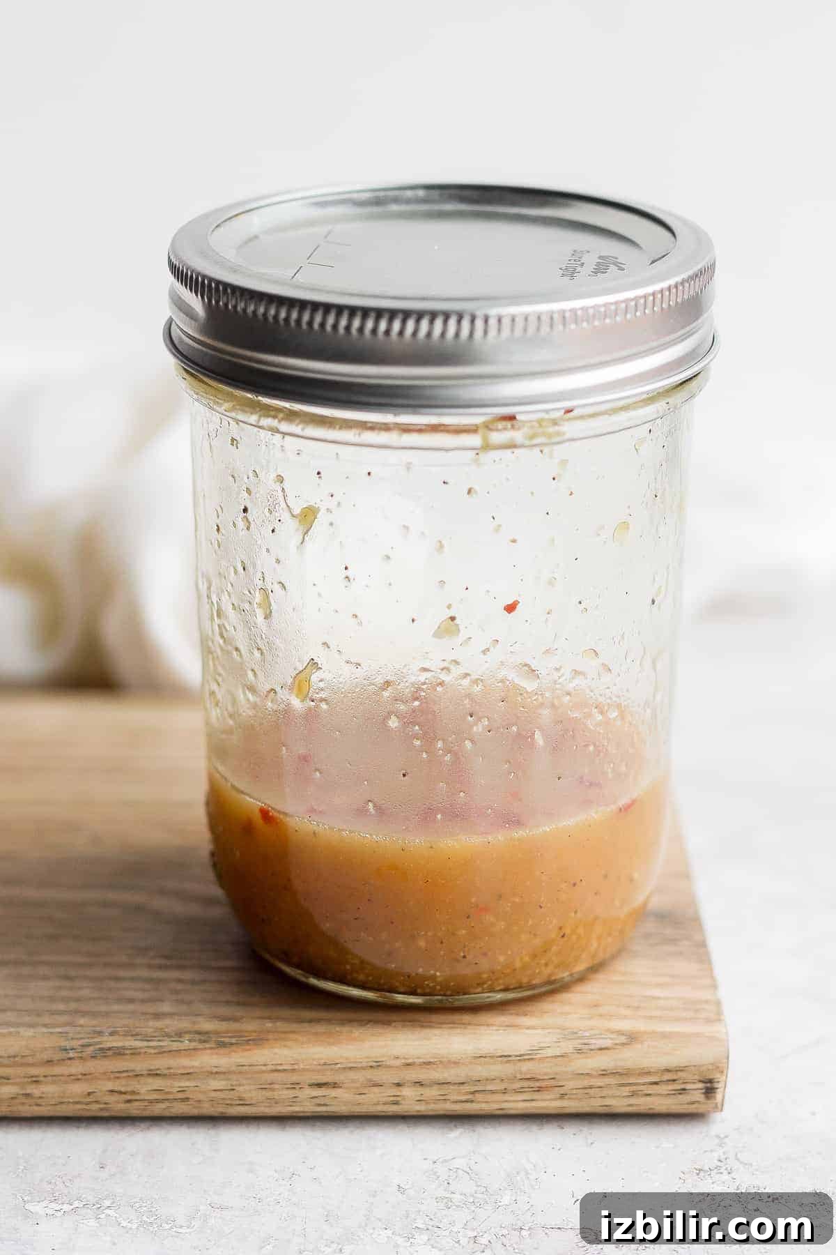 Ginger miso dressing in a jar.