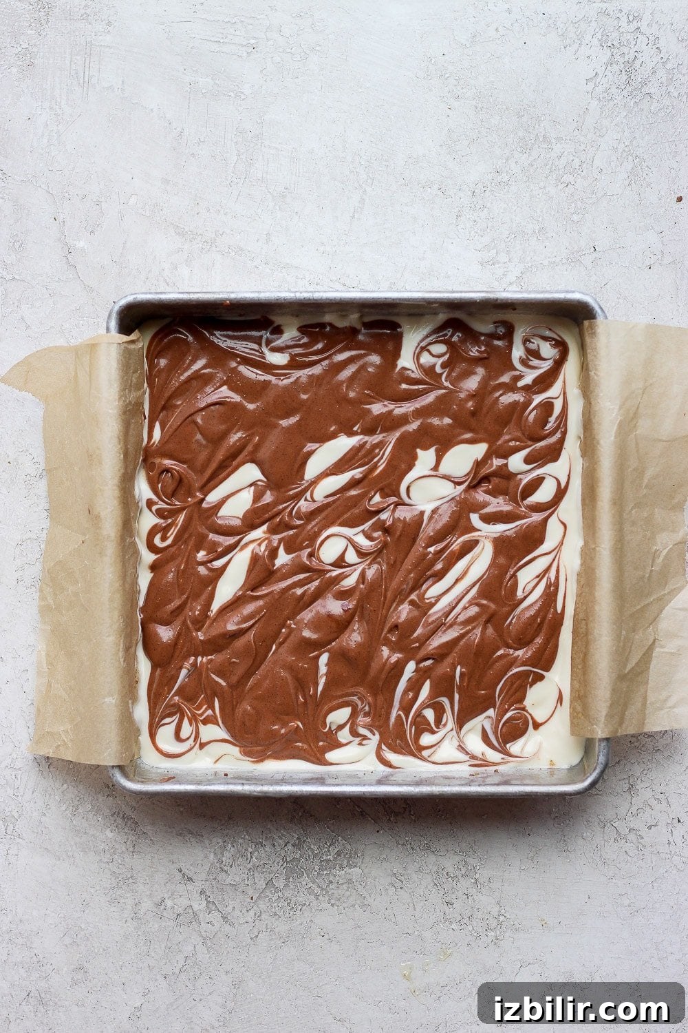 Chocolate chai cheesecake bars before they are baked.