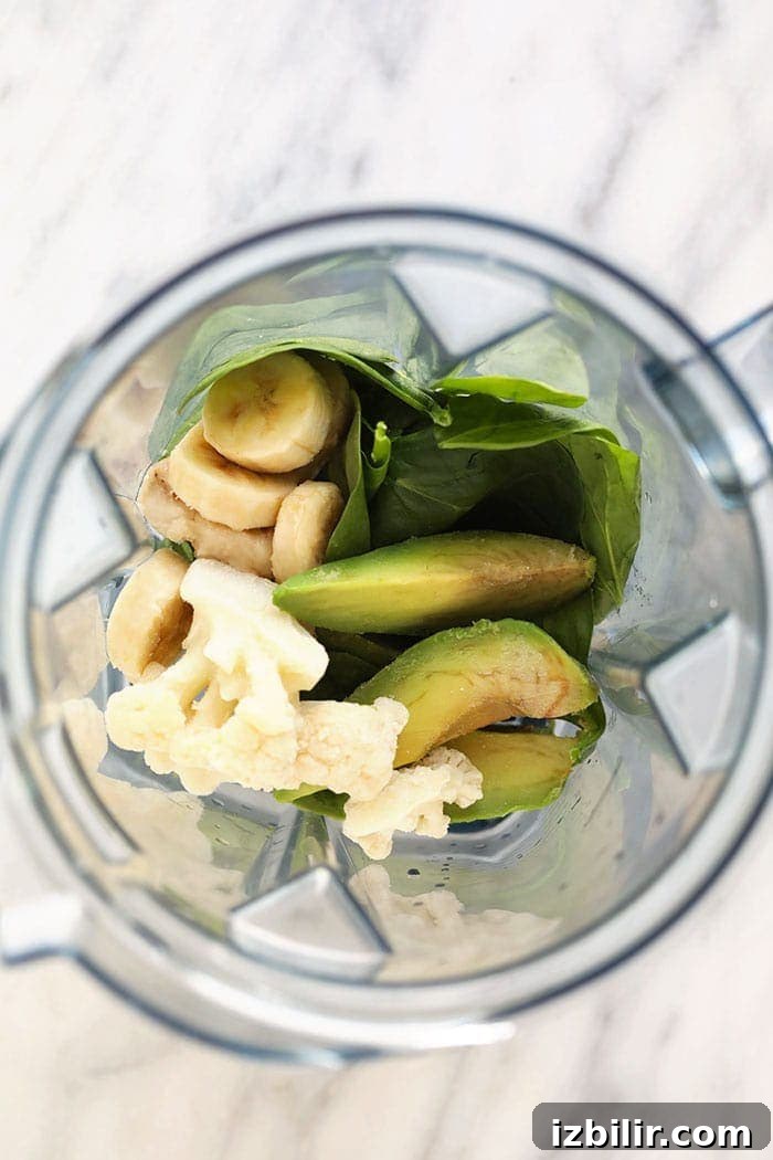 smoothie ingredients in blender.