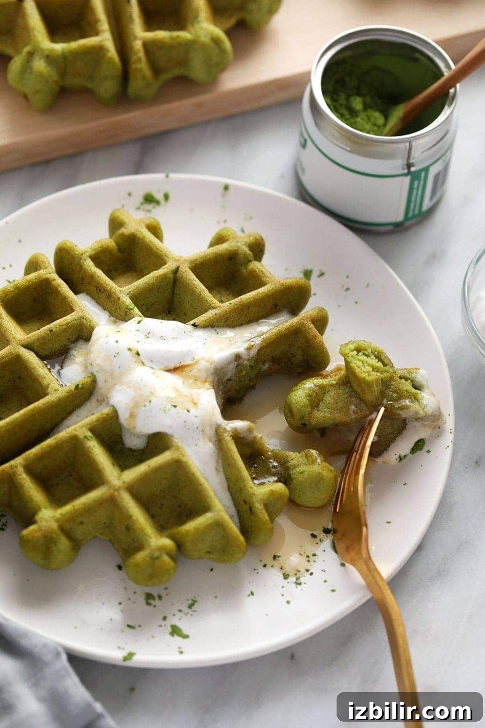 Gluten-Free Matcha Waffles Recipe 6 matcha waffles