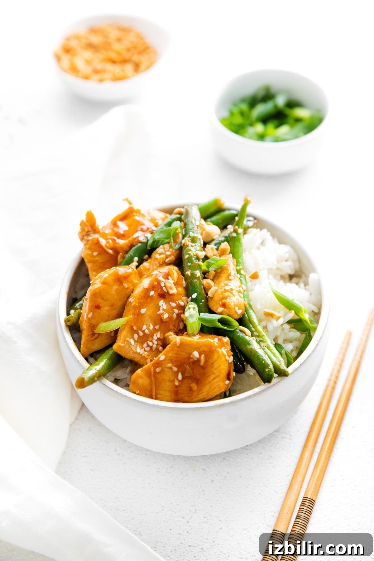 Healthy Kung Pao Chicken kung pao chicken in bowl