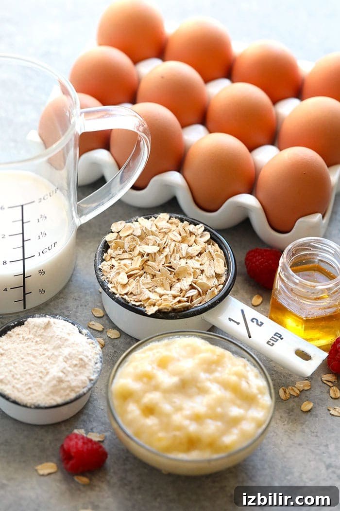 ingredients for banana berry baked oatmeal
