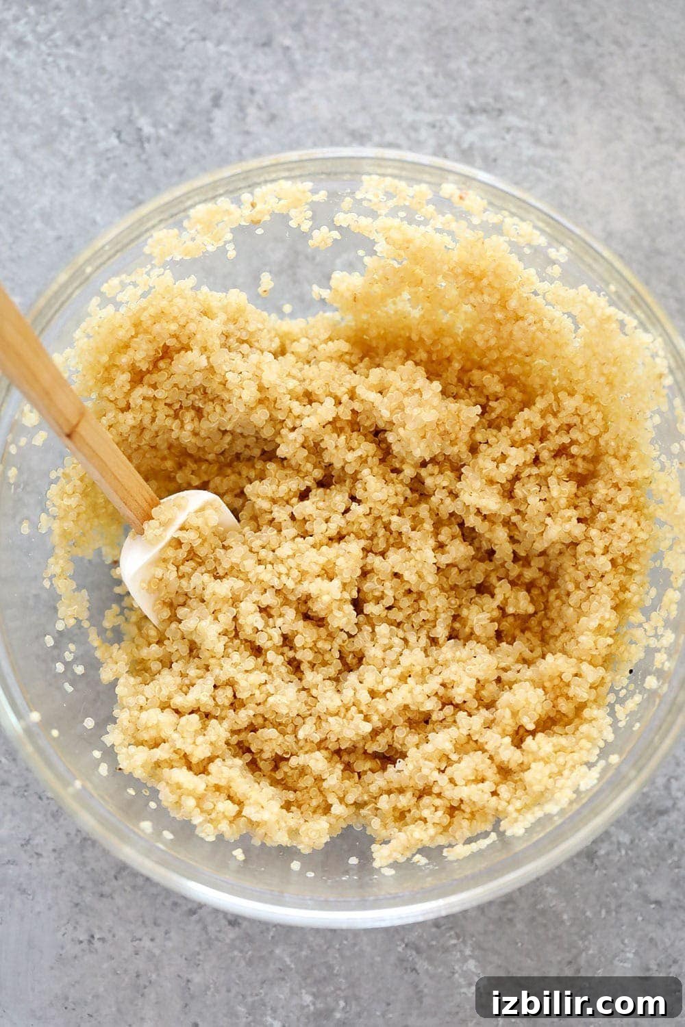 cooked microwave quinoa in a microwave safe bowl