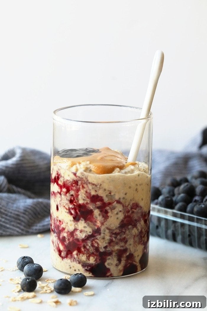 PB & J Overnight Oats pb and j oats in a jar