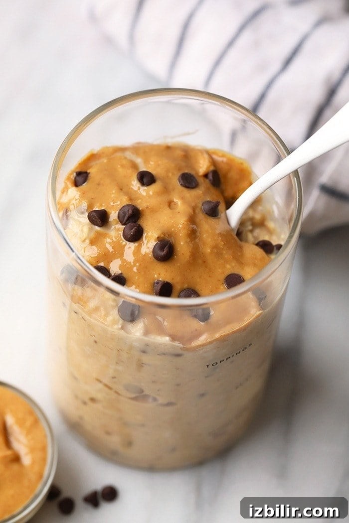 Spoonful of peanut butter overnight oats