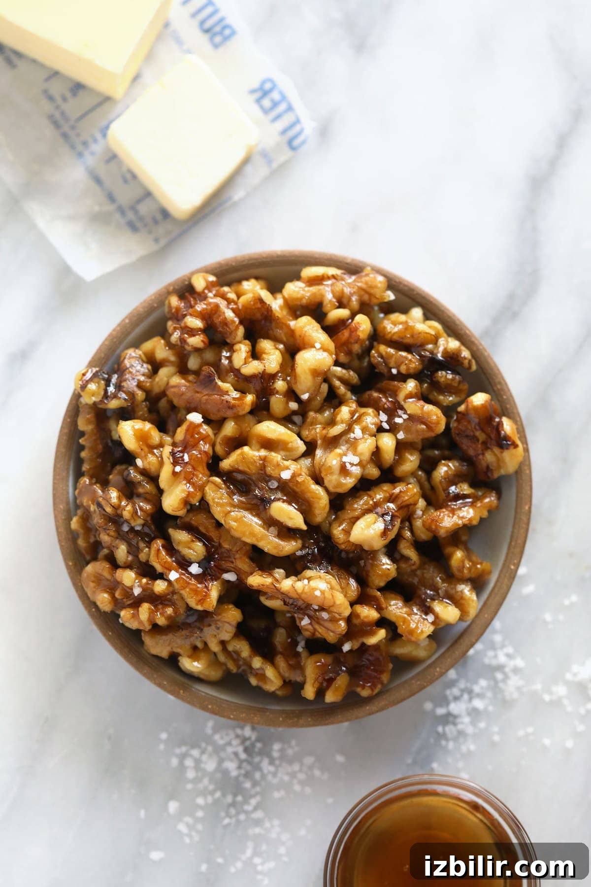 Candied walnuts in a bowl