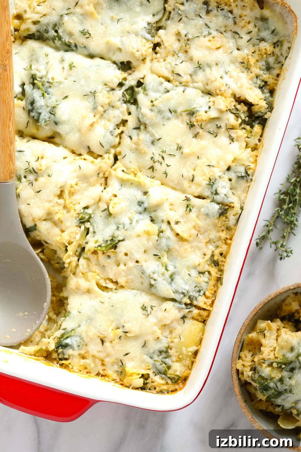 Baked spinach artichoke quinoa casserole.