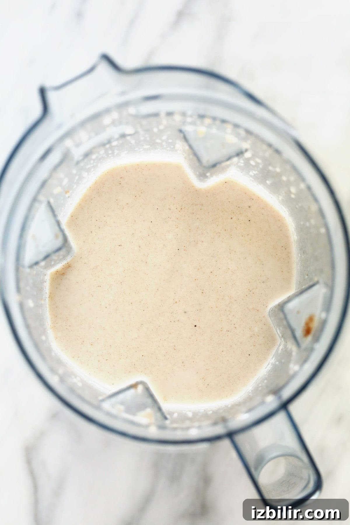 Chai protein shake in a blender.